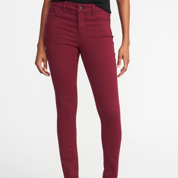 Old Navy Denim - Old Navy Mid Rise Burgundy Rockstar Jeans